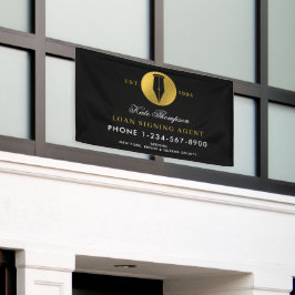 Elegante Notaris Ondertekeningsagent Zwarte Goud Spandoek
