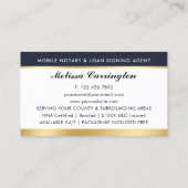 Elegante notaris openbare foto goud donkerblauw visitekaartje (Achterkant)