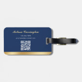 Elegante Notaris Openbare Foto Goud Marine Blauw Bagagelabel (Achterkant horizontaal)