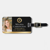 Elegante notaris openbare foto goud zwart bagagelabel (Voorkant horizontaal)