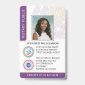 Elegante Notaris Openbare Foto ID Badge | Paars (Voorzijde)