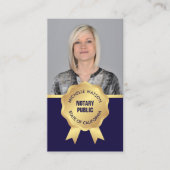 Elegante Notaris Openbare Foto Marine & Goud Visitekaartje (Voorkant)