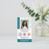 Elegante Notaris Openbare Foto QR Code Teal Visitekaartje (Staand voorkant)