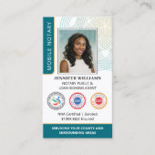 Elegante Notaris Openbare Foto QR Code Teal Visitekaartje (Voorkant)