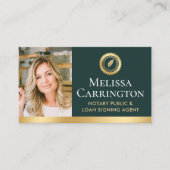 Elegante notaris openbare foto QR goud donkergroen Visitekaartje (Voorkant)