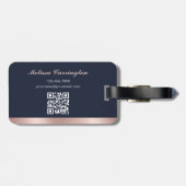 Elegante notaris openbare foto roze rose goud blau bagagelabel (Achterkant horizontaal)