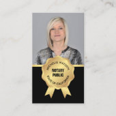 Elegante Notaris Openbare Foto Zwart & Goud Visitekaartje (Voorkant)