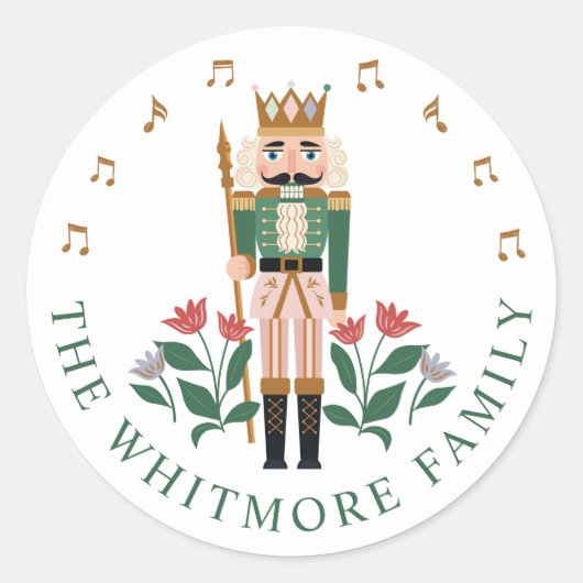 Elegante Notenkraker Ballet Speelgoed Soldier Flor Ronde Sticker (Voorkant)