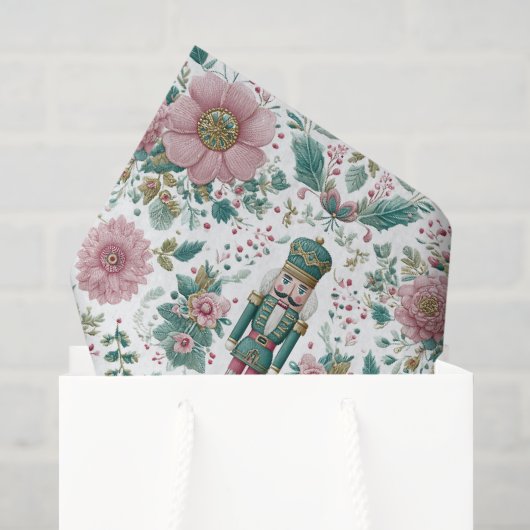 Elegante Notenkraker & Bloemenprint Tissuepapier (Cadeauzakje)