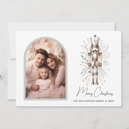 Elegante Notenkraker Botanische Kerstmis Kaart (Voorkant)