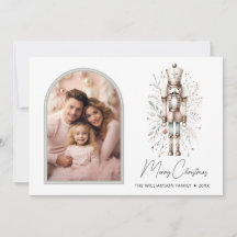 Elegante Notenkraker Botanische Kerstmis Kaart