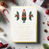 Elegante Notenkraker Kerst Diner Party Goud Folie Uitnodiging