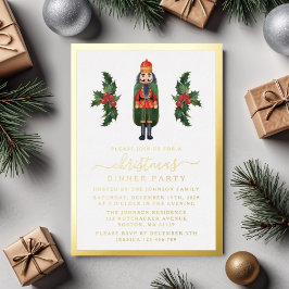 Elegante Notenkraker Kerst Dinner Party Goud Folie Uitnodiging