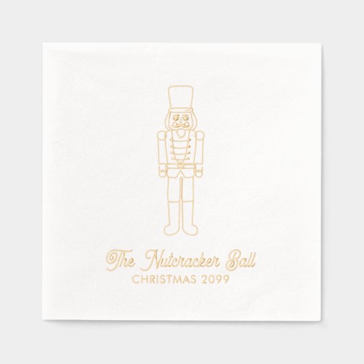 Elegante Notenkraker Kerst Gouden Folie Servetten (Voorkant)