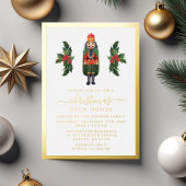 Elegante Notenkraker Kerst Open Huis Goud Folie Uitnodiging