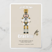 Elegante notenkraker kerstfeest feestelijk folie uitnodiging (Voorkant)