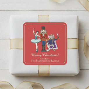 Elegante Notenkraker Prettig Kerstfeest Vierkante Sticker