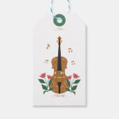 Elegante notenkraker viool bloemenmuziek van & naa cadeaulabel (Voorkant)