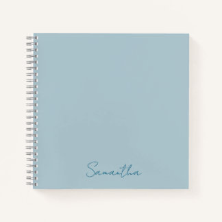 Elegante notitieboek in pastelblauw met eigen naam