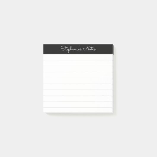 Elegante Notities Script Zwart Grijs Gelinieerd Ge Post-it® Notes (Voorkant)