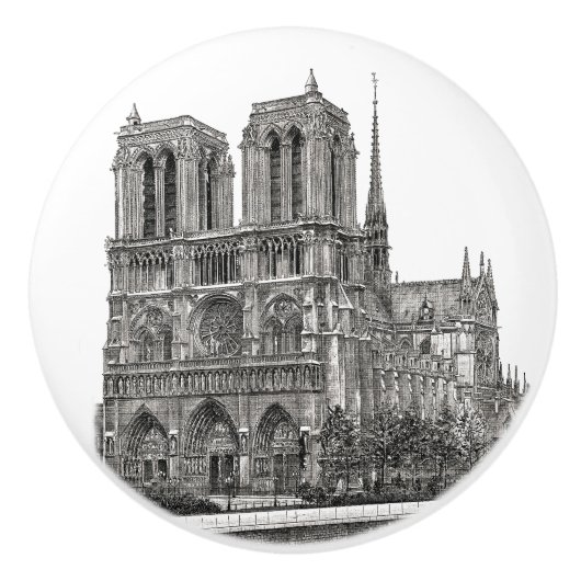 Elegante Notre Dame de Paris Retro Keramische Knop (Voorkant)