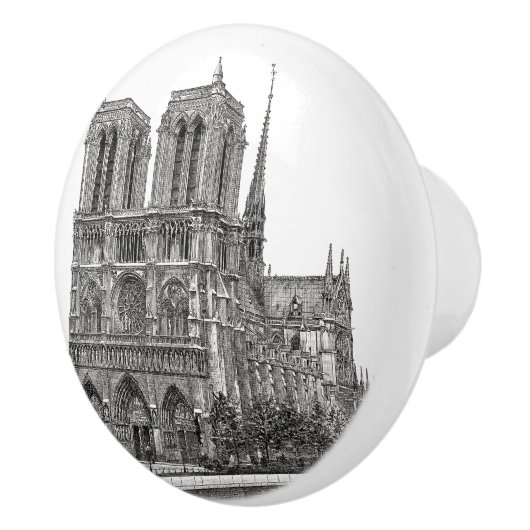 Elegante Notre Dame de Paris Retro Keramische Knop (Rechts)