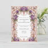 Elegante Nouveau Bloemenboog bruiloft Kaart (Staand voorkant)