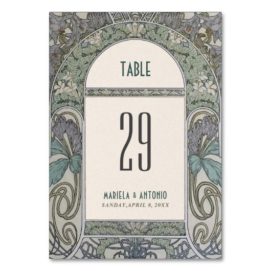 Elegante  nouveau waterverf bruiloft kaart (Voorkant)