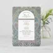 Elegante  Nouveau Waterverf Trouwbloemen Kaart (Staand voorkant)