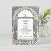 Elegante  Nouveau Waterverf Trouwbloemen Kaart (Staand voorkant)