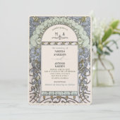 Elegante  Nouveau Waterverf Trouwbloemen Kaart (Staand voorkant)