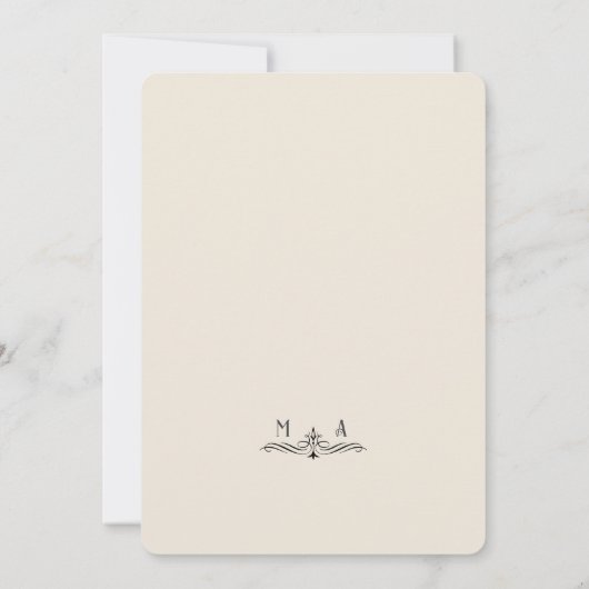 Elegante  Nouveau Waterverf Trouwbloemen Kaart (Achterkant)