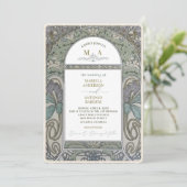 Elegante Nouveau Waterverf WeddiInvitation Kaart (Staand voorkant)