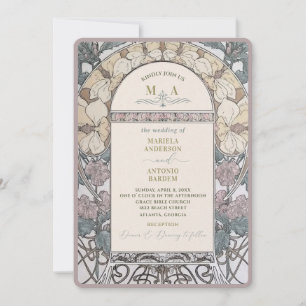Elegante Nouveau Waterverf WeddiInvitation Kaart