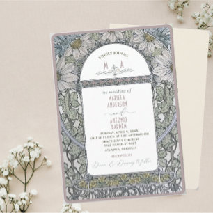 Elegante  Nouveau Waterverf WeddiInvitation Kaart