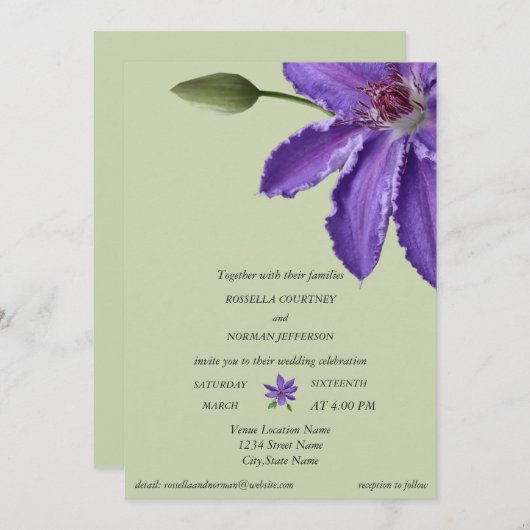 Elegante nuances van paars op groene achtergrond i kaart (Voorkant / Achterkant)