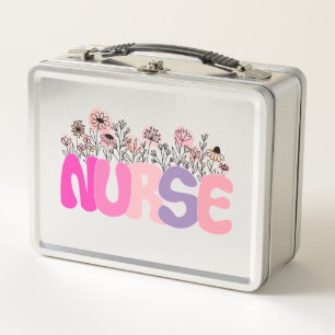 Elegante "Nurse" Typografie met Levendige Bloemen