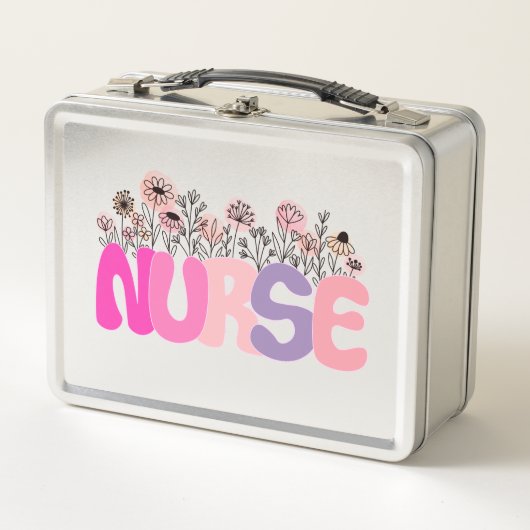 Elegante "Nurse" Typografie met Levendige Bloemen (Voorkant)