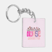 Elegante "Nurse" Typografie met Levendige Bloemen Sleutelhanger (Voorkant Links)
