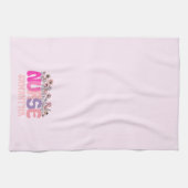 Elegante "Nurse" Typografie met Levendige Bloemen Theedoek (Horizontaal)