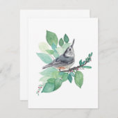 Elegante Nuthatch Waterverf Note Kaart (Voorkant / Achterkant)