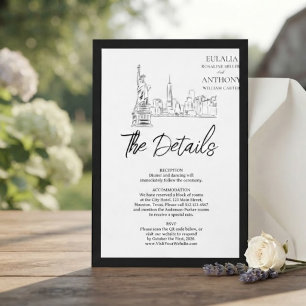 Elegante NYC Silhouette Trouwkaart Details Kaart