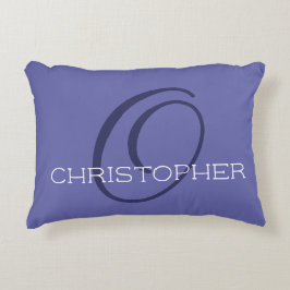 Elegante O Initiaal Naam Periwinkle Blauw Stijlvol Accent Kussen