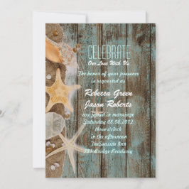 elegante oceaan cottage zeeschelpen strand bruilof kaart