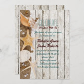 elegante oceaan cottage zeeschelpen strand bruilof kaart (Voorkant / Achterkant)