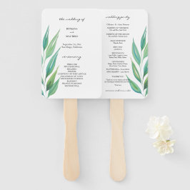 Elegante Oceaan Groen Blauw Watercolor Kunst Handwaaier