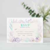 Elegante Oceaan onder het Zee Beach Wedding RSVP Informatiekaartje (Staand voorkant)