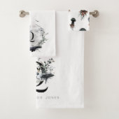 Elegante oceaan | Waterverf walvis monogram Bad Handdoek (Insitu)