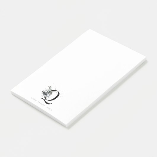 Elegante oceaan | Waterverf walvis monogram Post-it® Notes (Schuin)