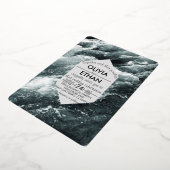 Elegante oceaan zwart en wit golven bruiloft folie uitnodiging (Gedraaid)